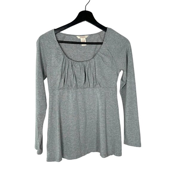 Sundance Grey Long Sleeve Ruched Scoop Neck Top Small - Picture 1 of 7